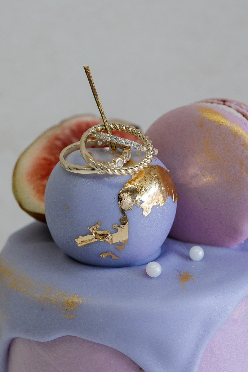 Cherry Cake Macaroon Gold Diamond Ring 