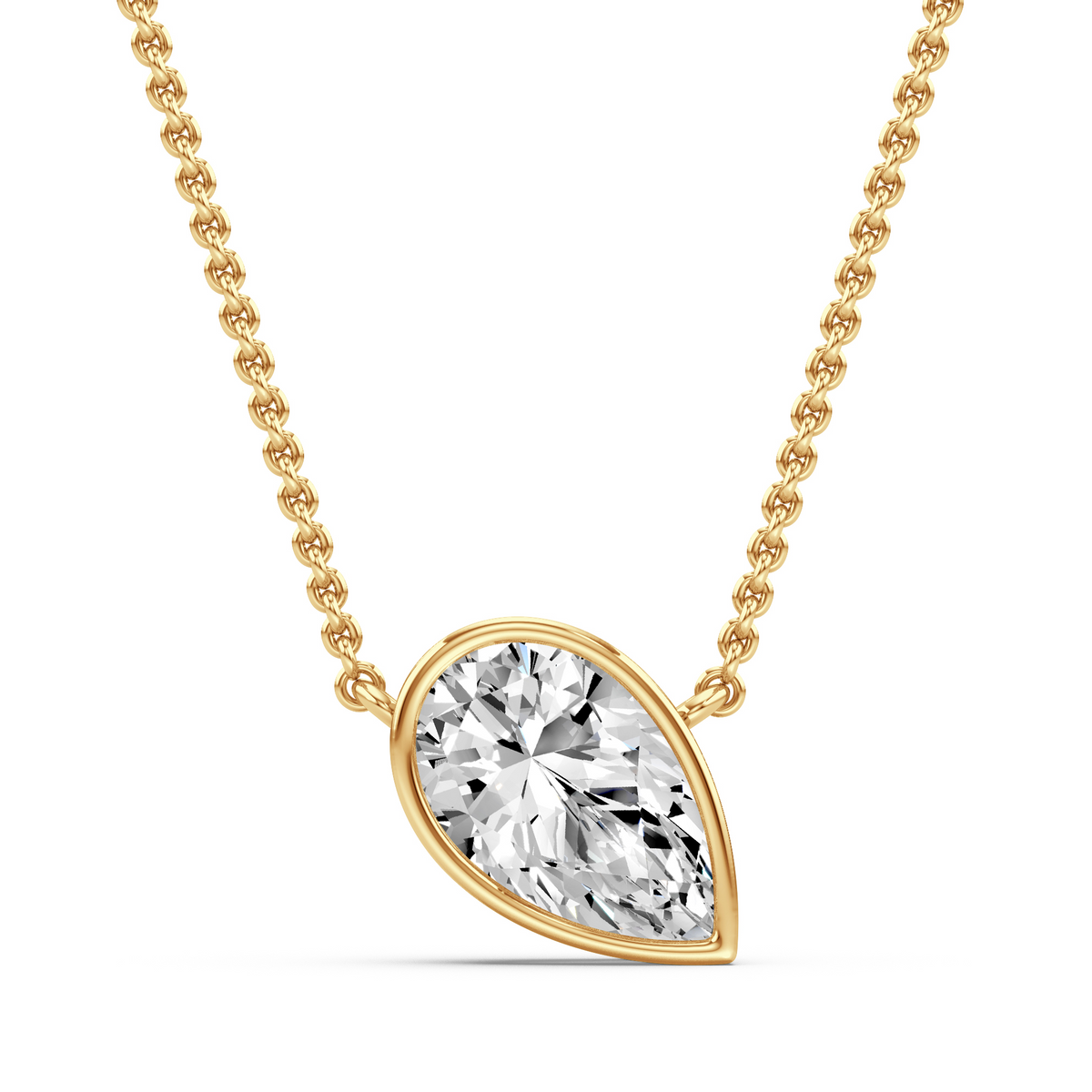 Pear Lab Grown Diamond Bezel Set Necklace