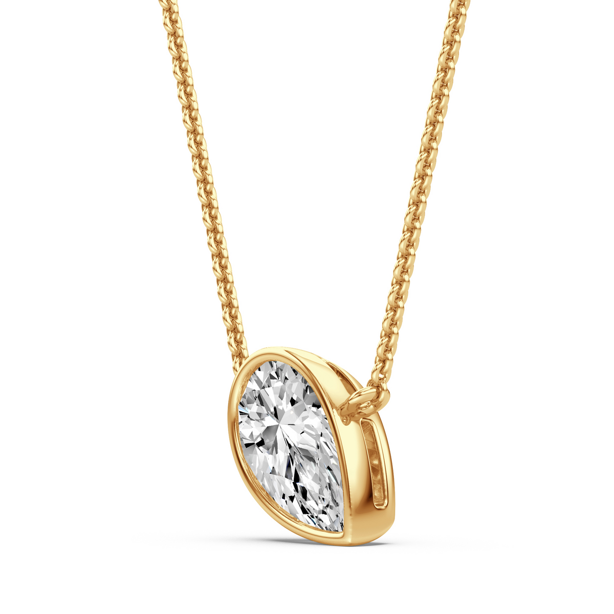 Pear Lab Grown Diamond Bezel Set Necklace