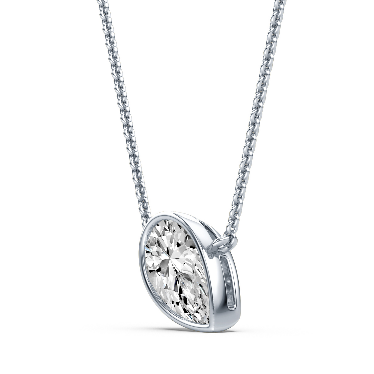 Pear Lab Grown Diamond Bezel Set Necklace