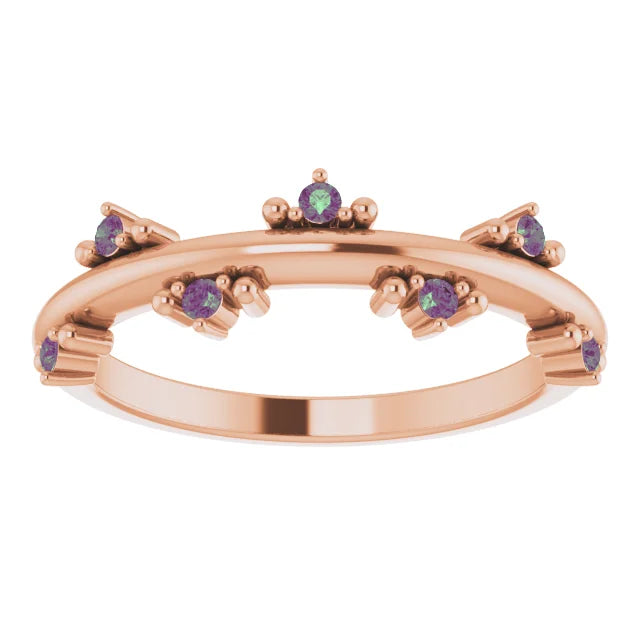 Lab-Grown Diamond ZIG-ZAG Diamond or Gemstone bead set Ring Jewelry